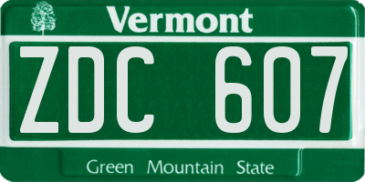 VT license plate ZDC607