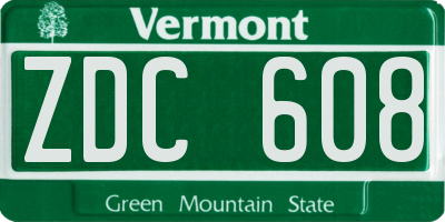 VT license plate ZDC608