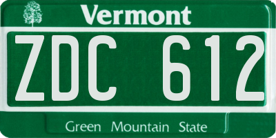 VT license plate ZDC612