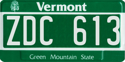 VT license plate ZDC613