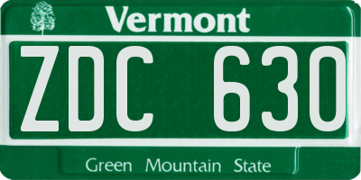 VT license plate ZDC630