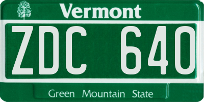 VT license plate ZDC640