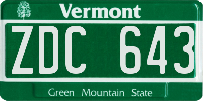 VT license plate ZDC643