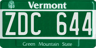 VT license plate ZDC644