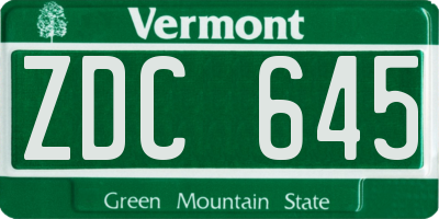 VT license plate ZDC645