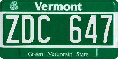 VT license plate ZDC647