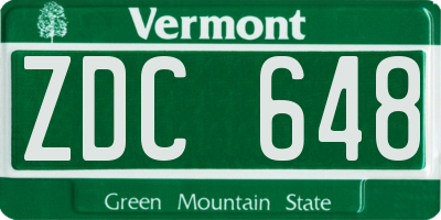 VT license plate ZDC648