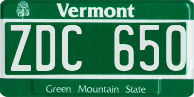 VT license plate ZDC650