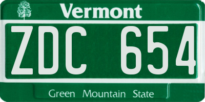 VT license plate ZDC654