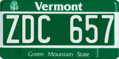 VT license plate ZDC657