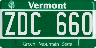 VT license plate ZDC660