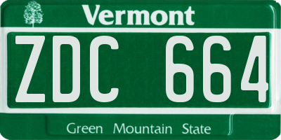 VT license plate ZDC664