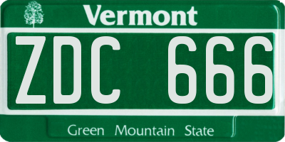 VT license plate ZDC666