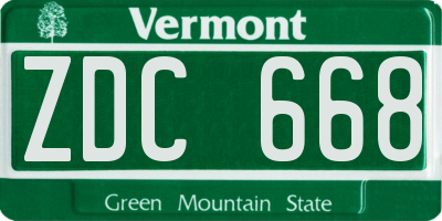 VT license plate ZDC668