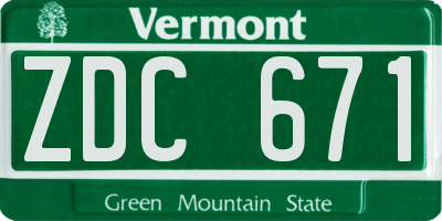 VT license plate ZDC671