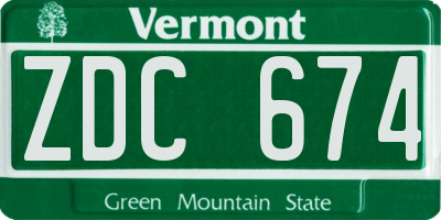 VT license plate ZDC674