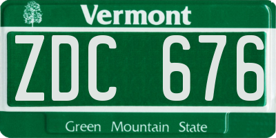VT license plate ZDC676