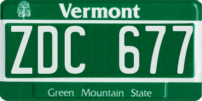 VT license plate ZDC677