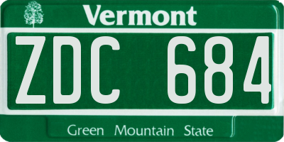 VT license plate ZDC684