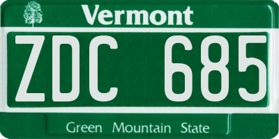 VT license plate ZDC685