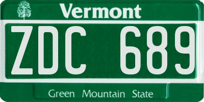 VT license plate ZDC689