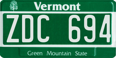 VT license plate ZDC694