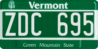 VT license plate ZDC695