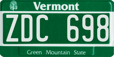 VT license plate ZDC698