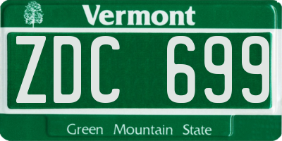 VT license plate ZDC699