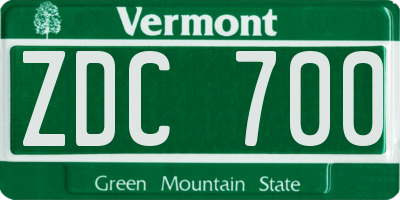 VT license plate ZDC700
