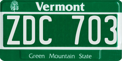 VT license plate ZDC703