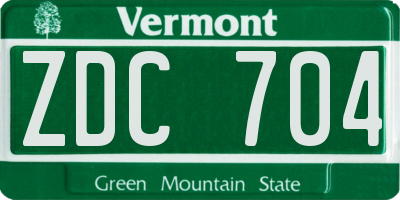 VT license plate ZDC704