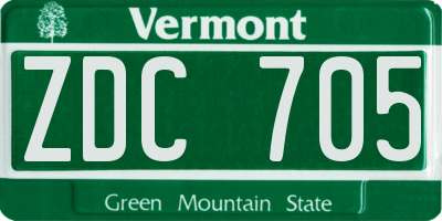 VT license plate ZDC705