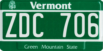 VT license plate ZDC706