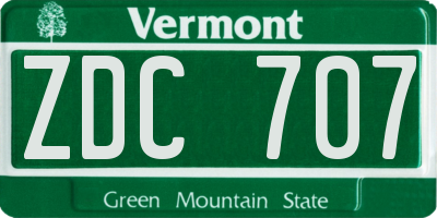 VT license plate ZDC707