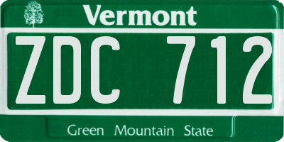 VT license plate ZDC712