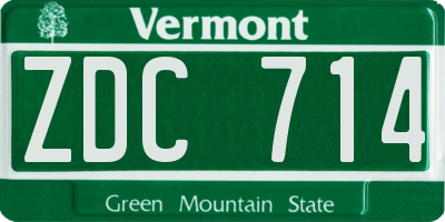 VT license plate ZDC714