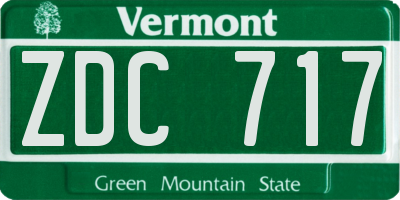 VT license plate ZDC717