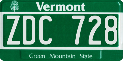 VT license plate ZDC728