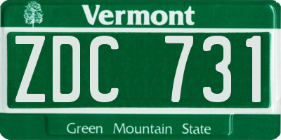 VT license plate ZDC731