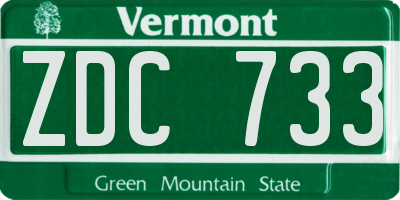 VT license plate ZDC733