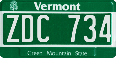 VT license plate ZDC734