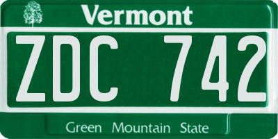 VT license plate ZDC742