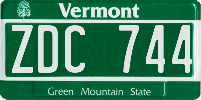 VT license plate ZDC744