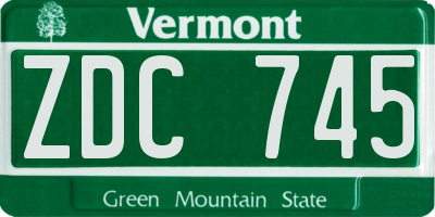 VT license plate ZDC745