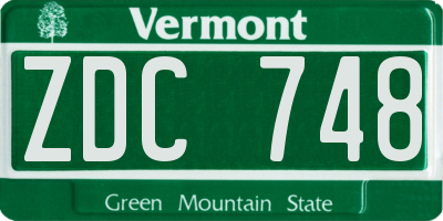 VT license plate ZDC748