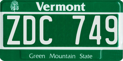 VT license plate ZDC749