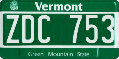 VT license plate ZDC753