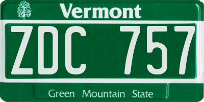 VT license plate ZDC757