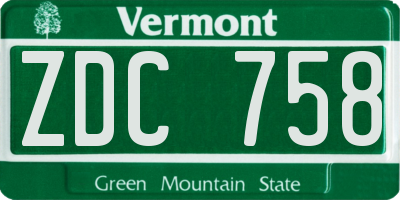 VT license plate ZDC758